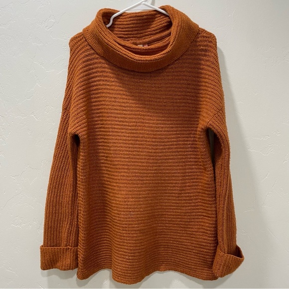 Anthropologie Pilcro Womens XS Burnt Orange Rust Knit Cowl Neck Sweater Oversize - Picture 5 of 14